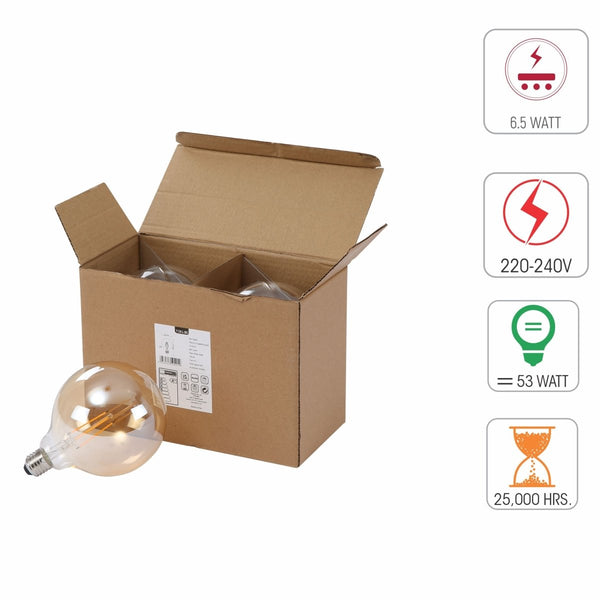 LED Filament Globe Bulb E27 Edison Screw Warm White 2400K