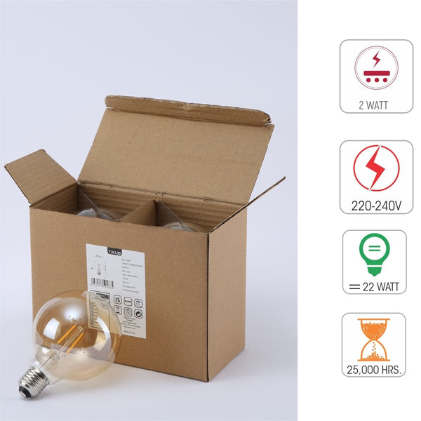 LED Filament Globe Bulb E27 Edison Screw Warm White 2400K