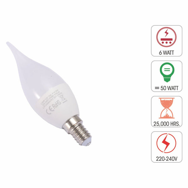 Pisces LED Candle Bulb C37 Tail E14 Small Edison Screw 6W