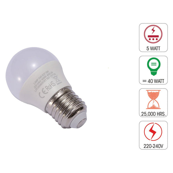 Ursa LED Golf Ball Bulb G45 E27 Edison Screw 5W