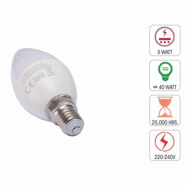 Vela LED Candle Bulb C37 E14 Small Edison Screw 5W