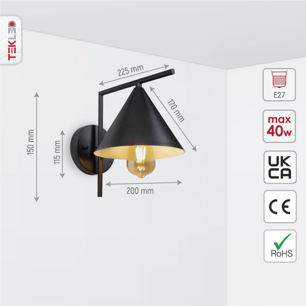 Metal Funnel Wall Light E27 Fitting