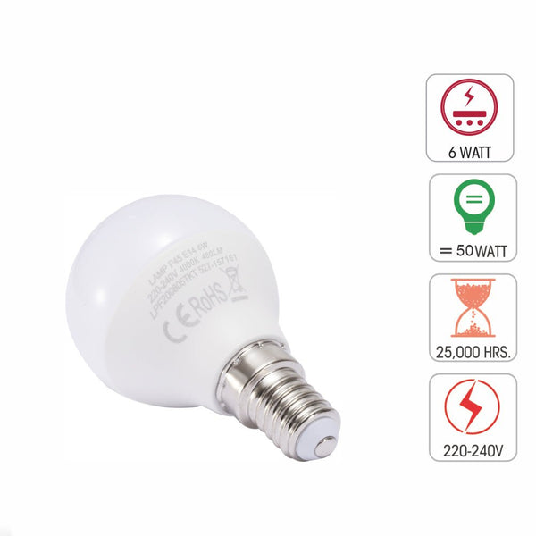 Canes LED Golf Ball Bulb P45 Dimmable E14 Small Edison Screw 6W 6-pack