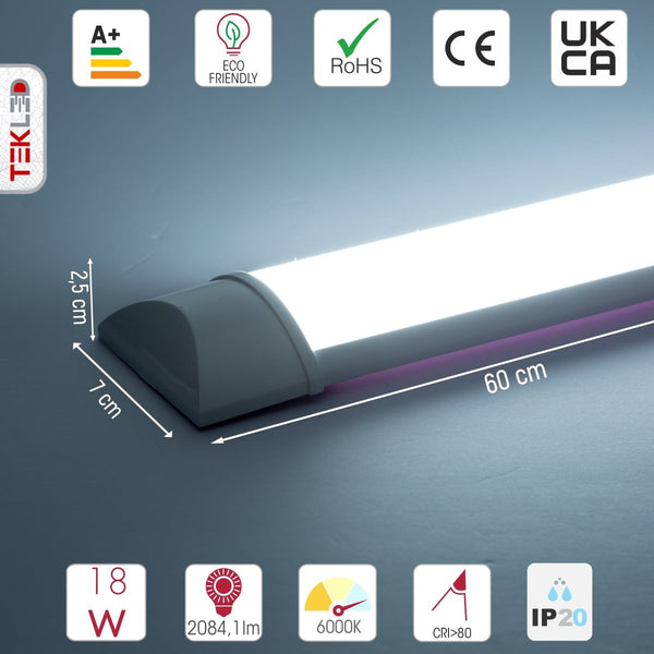 18W 2ftLED Surface Mounted Linear Fitting 6500K Cool Daylight IP20 60cm
