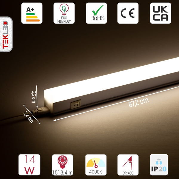 14W 3ft LED T5 Under Cabinet Link Light IP20 with switch 872mm