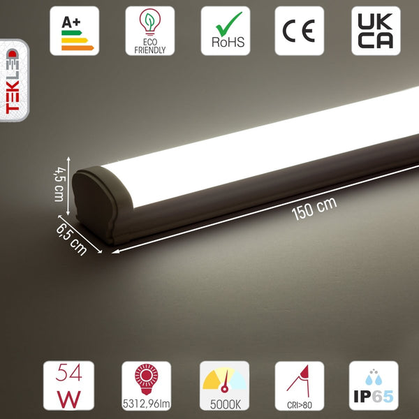 54W 5ft LED Tri-proof Batten Linear Fitting IP65 150cm