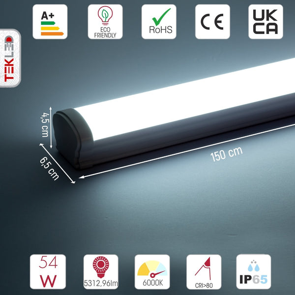 54W 5ft LED Tri-proof Batten Linear Fitting IP65 150cm