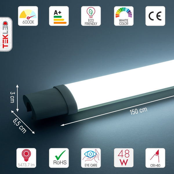 48W 5ft LED Tri-proof Slim Batten Linear Fitting IP65 150cm