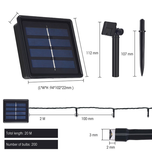 Canopus Solar LED String Light 200 LEDs 22 metre