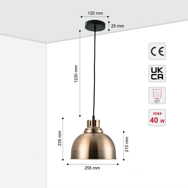 TEKLED
Timeless Classic Dome Pendant Light - Brass