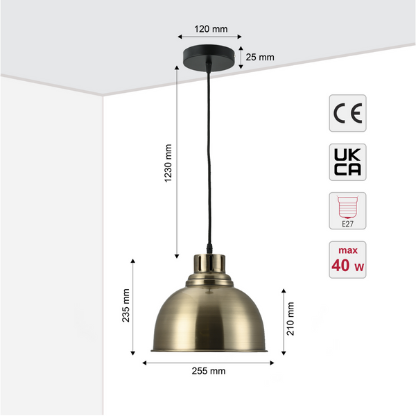 TEKLED
Timeless Classic Dome Pendant Light - Brass