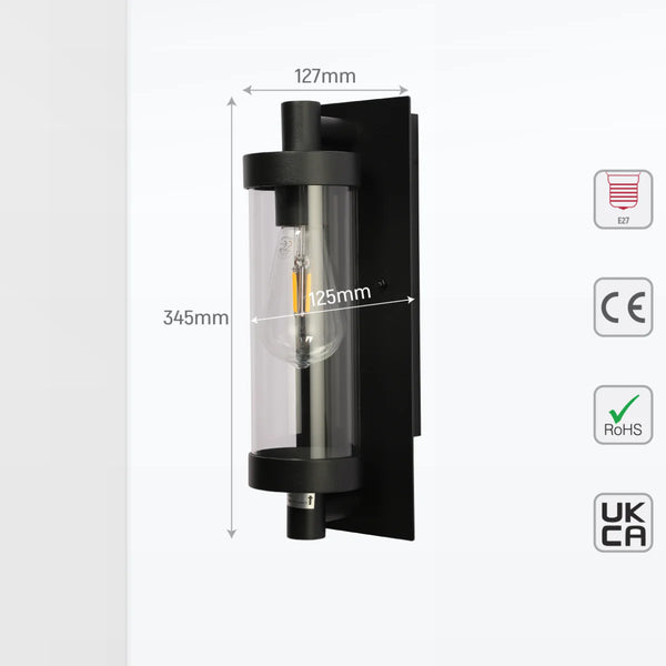 Timeless Elegance Wall Sconce - Durable Glass & Aluminium E27 Compatible Outdoor/Indoor Light