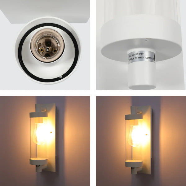 Timeless Elegance Wall Sconce - Durable Glass & Aluminium E27 Compatible Outdoor/Indoor Light