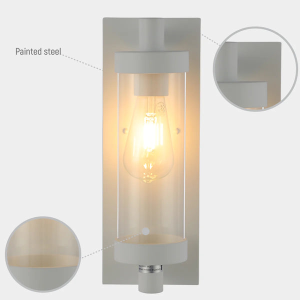 Timeless Elegance Wall Sconce - Durable Glass & Aluminium E27 Compatible Outdoor/Indoor Light