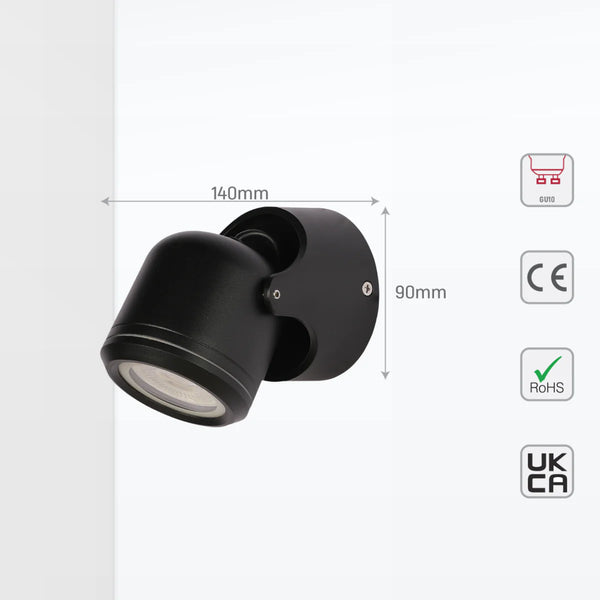 Up Down Tiltable Outdoor Wall Light GU10 Black