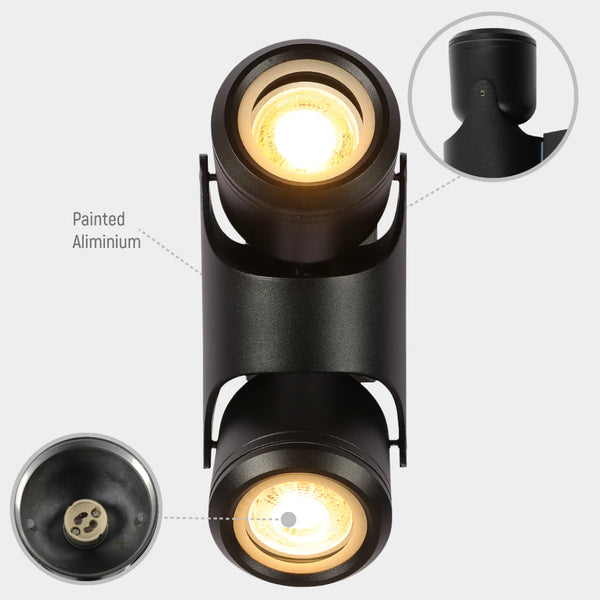 Up Down Tiltable Outdoor Wall Light GU10 Black