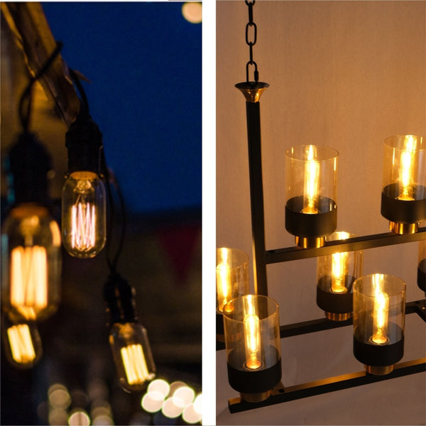 LED Dimmable Filament T45 T30 Tubular Bulb E27 Edison Screw 4W Pack of 4 Warm White