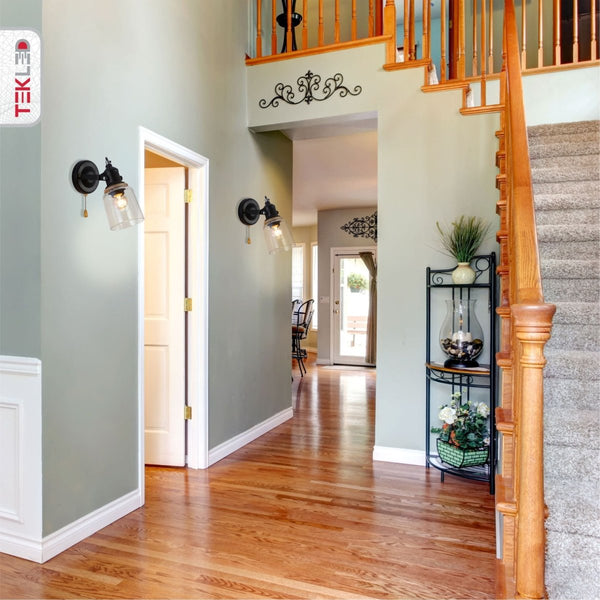 Glass Cone Wall Light Adjustable with Pull Down Switch