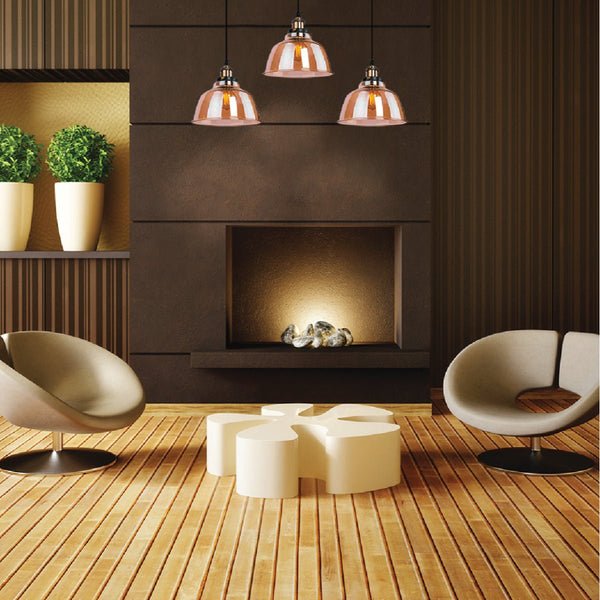 Amber Glass Dome Pendant Ceiling Light E27