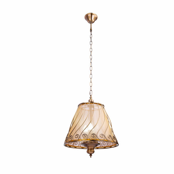 Antique Brass Caged Frustum Chandelier Pendant Ceiling Light 3xE14