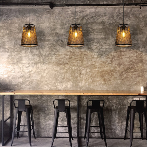 Black-Gold Metal Frustum Pendant Ceiling Light E27