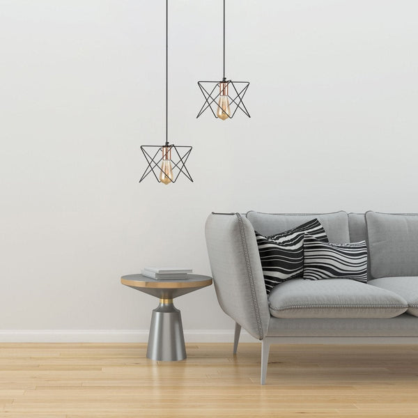 Black Metal Caged Island Chandelier Pendant Ceiling Light E27