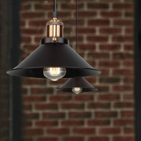 Black Metal Funnel Metal Ceiling Pendant Light E27 Fitting
