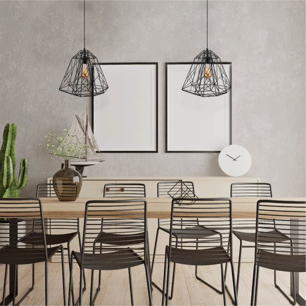 Black Geometric Wireframe Pendant Ceiling Light