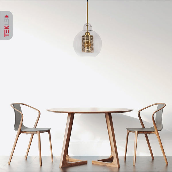 Golden Metal Clear Glass Globe Pendant Ceiling Light E27