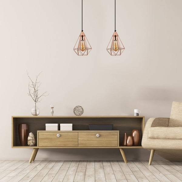Rose Gold Metal Cage Pendant Ceiling Light E27