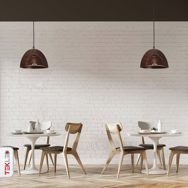 Rusty Brown Metal Dome Pendant Ceiling Light E27