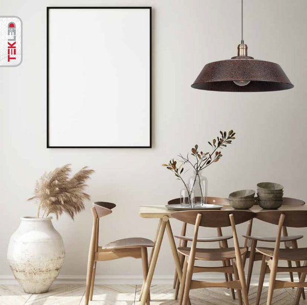 Rusty Brown Metal Step Flat Pendant Ceiling Light E27