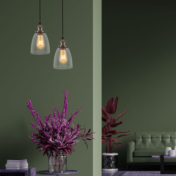 Hoxton Silver Metal Clear Glass Cone Dome Pendant Ceiling Light