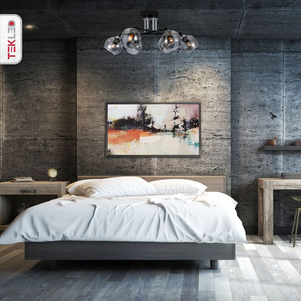 Smoky Glass Black and Chrome Semi Flush Ceiling Light E27