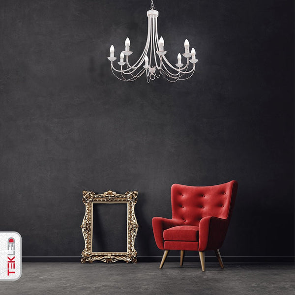 Gold Brushed White Rice Minimalist Arm Candle Ceiling Chandelier Light