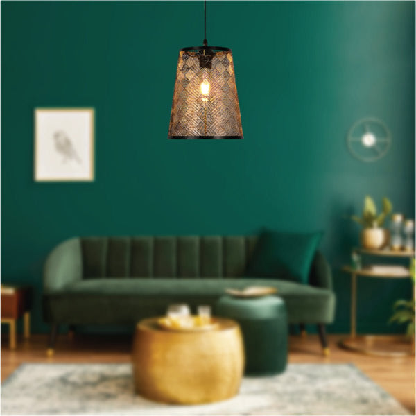Black-Gold Metal Frustum Pendant Ceiling Light E27