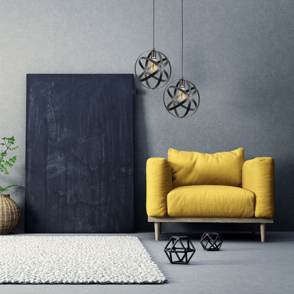 Orbital Metal Caged Globe Pendant Ceiling Light E27