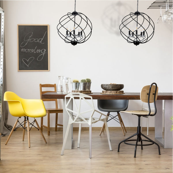 Black Spiral Metal Chrome Arm Chandelier Ceiling Light E14