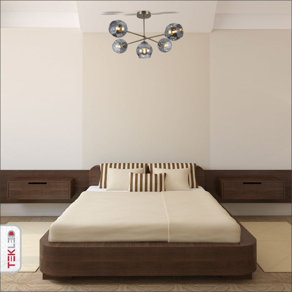 Smoky Glass Dome Antique Brass Semi Flush Ceiling Light