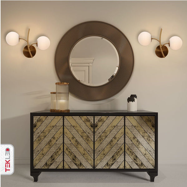 Gold Aluminium Bronze Metal Opal Glass Globe Wall Light G9 Fitting