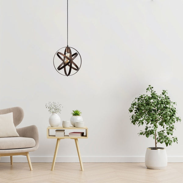 Orbital Metal Caged Globe Pendant Ceiling Light E27