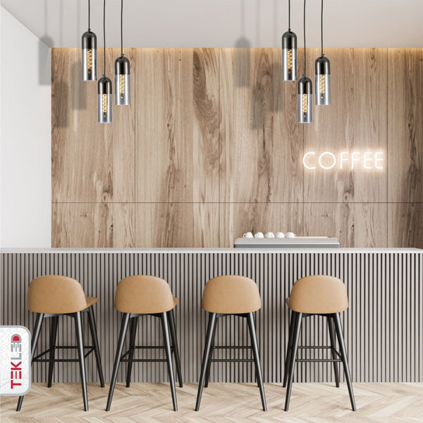 Sleek Duo-Tone Cylinder Pendant Ceiling Light - Amber Bronze or Smoky Black Variants