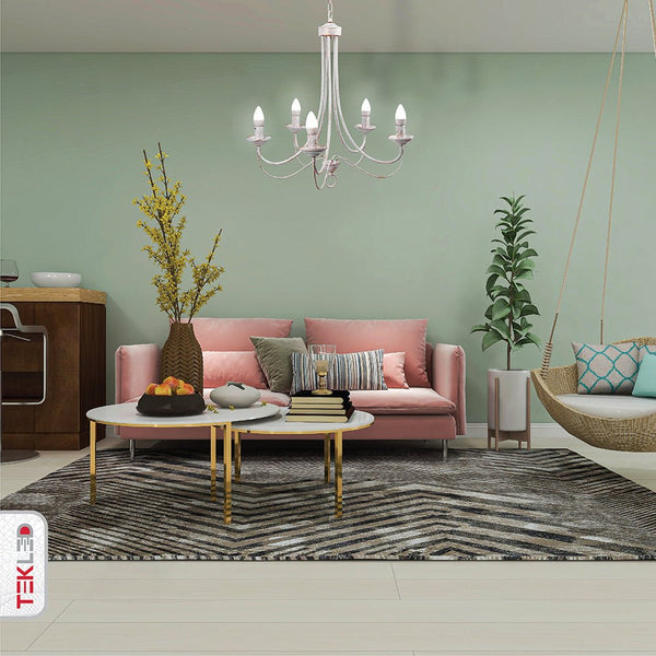 Gold Brushed White Rice Minimalist Arm Candle Ceiling Chandelier Light