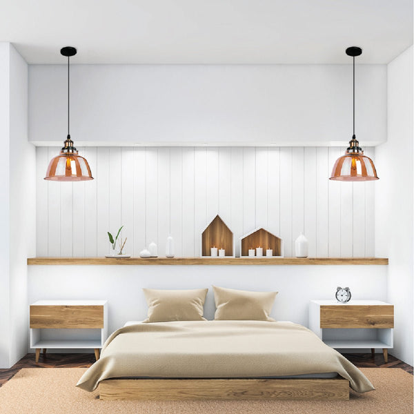 Amber Glass Dome Pendant Ceiling Light E27