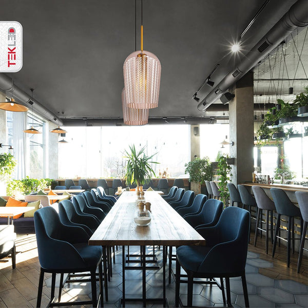 Amber Glass Chevron Schoolhouse Pendant Ceiling Light