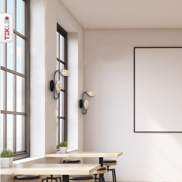 Black Body Amber Glass Wall Light 2xG9 Fitting