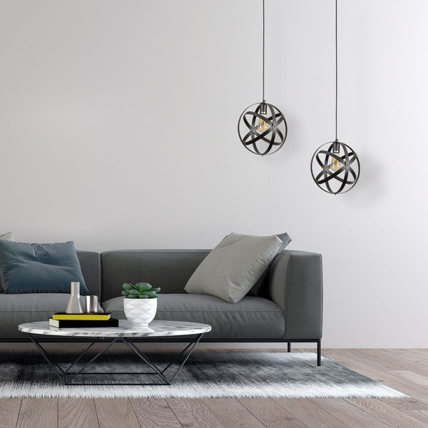 Orbital Metal Caged Globe Pendant Ceiling Light E27