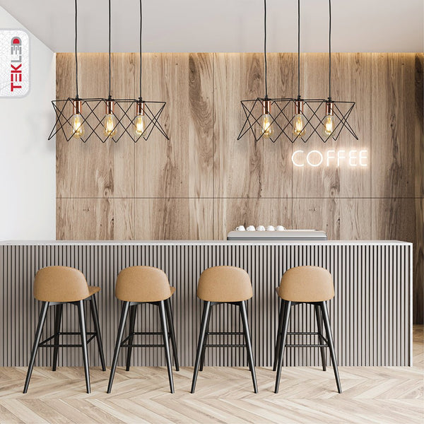Black Metal Caged Island Chandelier Pendant Ceiling Light E27