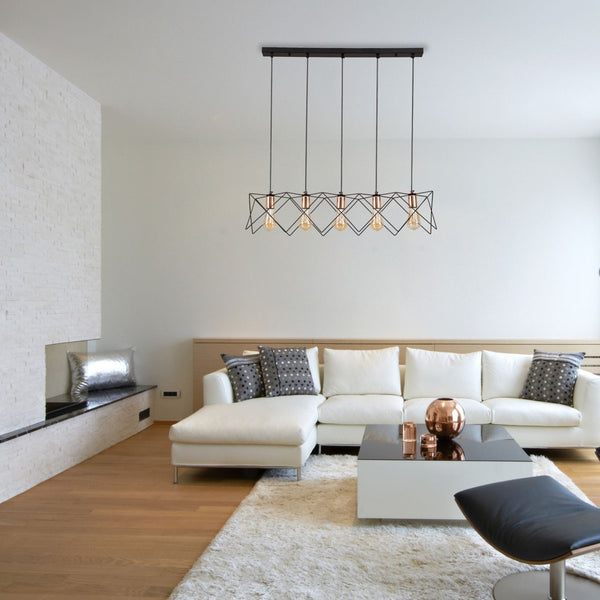 Black Metal Caged Island Chandelier Pendant Ceiling Light E27