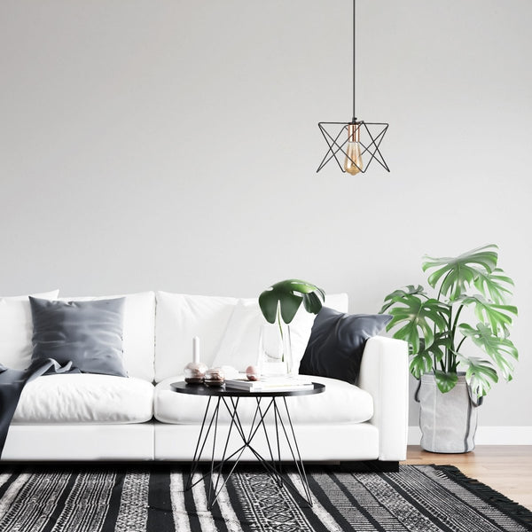Black Metal Caged Island Chandelier Pendant Ceiling Light E27